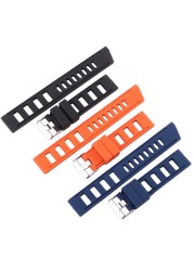 Rubber Watchbands Bracelet 20mm 22mm Orange Blue Black Women Men Waterproof Soft Silicone Watch Band Strap with Polished Buckle