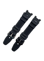 Replacement Watch Strap Silicone Stainless Steel Buckle Sport Breathable Wristband for C asio SGW-100 Series Samrt Watch