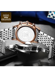 OLEVS Top Brand Watch Men Stainless Steel Business Date Watch Waterproof Luminous Luxury Men's Watches Sport Quartz Wrist Watch