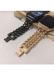 Lady Stainless Steel Watchband for Apple Watch 6SE7 40/44mm Metal Chain Watch Band for iWatch 5 4 3 2 1 38mm 42mm 41mm 45mm