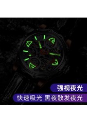 HANBORO Double Flywheel Hollow Automatic Mechanical Watches Men Brand Waterproof Luminous Man Watch Fashion relogio masculino