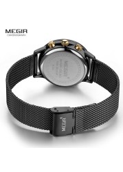 MEGIR - Genuine Leather and Stainless Steel Watch Strap, Fabric Strap Accessory