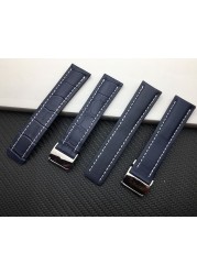 Genuine Leather Watchband Watch Band Black Brown Blue Soft Watchbands for Breitling Strap Man 20mm 22mm 24mm With Tools Logo On