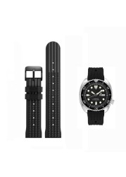 20mm Genuine Rubber Band Suit For Seiko Watch Series MM300 SBDX001/012/01 6105 Waffle Watch Strap Replacement Parts Black Silver