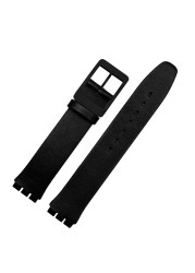 Genuine Leather Watch Band For Swatch Gb274 Gn239 Gb294 Gb287 Men's And Women's 17mm Watch Strap