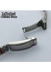 Miuksi 20mm Silver Gold Jubilee Bracelet Slide Glide Lock Clasp 904L Stainless Steel Strap Fit Watch Case Watch Band