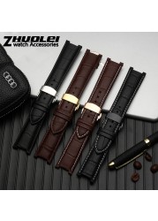 Genuine leather watchband for GC wristband 22*13mm 20*11mm engraved strap with butterfly stainless steel buckle