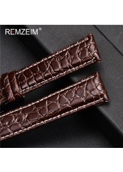 REMZEIM Calfskin Watchband 18mm 19mm 20mm 21mm 22mm 24mm Women Men Leather Strap Watch Band Accessories Wristband