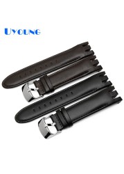 High Quality Genuine Leather Watch Strap For Swatch YRS403 412 402G Watch Band 21mm Watchband Men Curved End Watches Bracelet