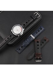 Onthelevel Leather Watchband 18mm 20mm 22mm 24mm Black Brown Coffee Racing Strap Handmade Stitching Quick Release Watch Strap