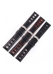 Watchband 20mm Genuine Leather Strap for PRS516 Men's Watches Band with Butterfly Clasp Black Brown Soft Cowhide Leather Strap