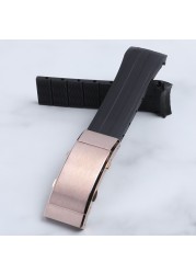 22mm Soft Silicone Rubber Watch Band Ocean Star Caliber 80 Folding Slider Buckle Watchband For Mido Strap Chain Accessories