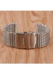 18/20/22mm Watchband Luxury Cool Watches Mesh Stainless Steel Bracelet Silver Wristwatch Band Strap Replacement + 2 Spring Bars