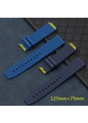 22mm 24mm black blue soft rubber silicone watchband bracelet for navitimer/avenger/breitling strap buckle logo on free tools