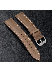 Handmade gray leather watchband 18 19 20 21 22 mm quick release soft cowhide leather, ultra-thin soft strap