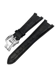 25mm Prong Shape Leather Watch Strap Black Blue Brown Watch Band For Patek Philippe Nautilus Men's Bracelets