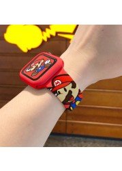 Super Mario Pokemon Silicone Strap for Apple Watch Band 44mm 40mm 38mm 42mm Silica Gel Watchband Accessories Iwatch 3 4 5 6 7