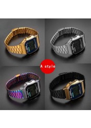 Casio Metal Wristband A158 / a159 / A168 /a169/b650 /aq230/ 700 Small Gold Watch Accessories Mouth18mm Convex Black Bracelet