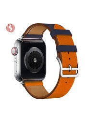 ShengOne Leather Bracelet Fashion Exquisite Bracelet for Apple Watch 7 6 SE 5 4 45 44 42mm Two Tone Replacement Strap 3 2 41 40 38