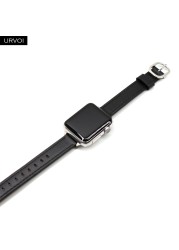 URVOI Band for Apple Watch Series 7 6 SE 5 4 321 Genuine Leather Strap for iWatch Slim Wristwatches Modern Design 14mm Width Girl Strap