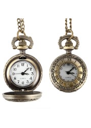 2022 Fashion Vintage Alloy Pocket Watch Roman Numeral Dual Time Display Watch Necklace Chain Watches Holiday Gifts TY66