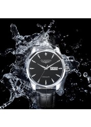 GUANQIN Mens Wristwatches Automatic Mechanical Luxury Waterproof Watch for Men NH36 Japan Movement Black Sapphire Leather Band