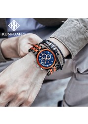 KUNHUANG Zebra Wood Men's Watch Luxury Brand Quartz Wrist Watches Wooden Gift Box Man Fashion Watch Dropshipping Herrenuhr