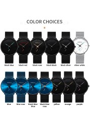 Fashionable Quartz CRRJU Men's Watches Luxury Fashion Slim Mesh Water Resistant Watches