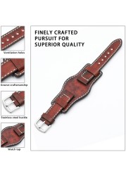 UThai G05 Cowhide Leather Hand Dyed Vintage Watch Rod 20mm22mm24mm Tray Watchband For Huawei Watch