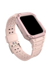 علبة من البولي يوريثان + حزام ل iWatch سلسلة 7 6 SE 5 4 حزام الساعات واقية ل أبل ساعة 38 مللي متر 42 مللي متر الرياضة حزام سوار اكسسوارات