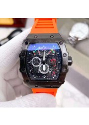 Watches for Men Silicone Strap Sport Quartz Richard Men's Watch Chronograph Watches Relogio Masculino