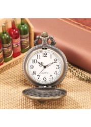 New Classic Bronze Men's Quartz Big Chain Pocket Watch Cat Pattern Unisex Advance Sense Watches Birthday Gift for Boyfriend