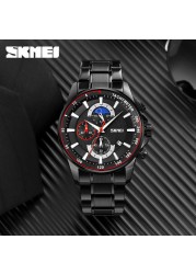 SKMEI New Men Watch Luxury Brand Sport Quartz Mens Watches Full Steel Waterproof Stopwatch Wristwatch Men Relogio Masculino