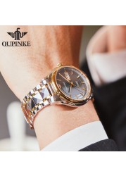 OUPINKE Luxury Brand Men Automatic Mechanical Watches Waterproof Stainless Steel Strap Watches Luxury Sapphire Mirror Male