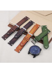 Genuine Leather Watchband 18mm 20mm 22mm 24mm Handmade Stitching Bottom With Lychee Pattern Watch Strap Replacement Strap