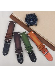 Handmade strap vintage leather man watch band 18mm 20mm 22mm 24mm hand stitching stainless steel buckle high quality