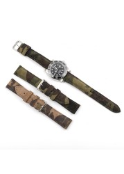 Camouflage Suede Leather Watch Strap Band 18mm 20mm 22mm 24mm Watchband for Watch Accessories Bracelet