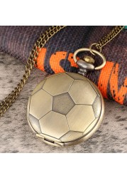 2022 new arrivals football ancient style face personality big pocket watch ball chain with chain men sport quartz watches