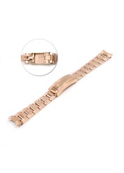 Rolamy 20 21mm Solid Curved End Screw Links Glide Lock Clasp Steel Watch Band Bracelet For Rolex Oyster Style Submarines