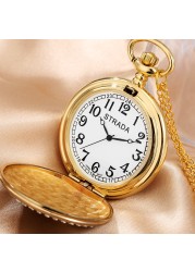 2022 New Unisex Gold Quartz Face Chain Pocket Watch Transparent Dripping Glue Diamond Bee Pattern Birthday Gift for Friend