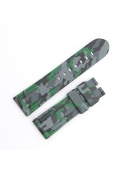 CARLYWET - Replacement watch strap, silicone rubber, waterproof, camo color, 24mm, wholesale, for Panerai Luminor