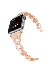 الفاخرة باند لآبل ووتش Series6 5 4 3 2 1 SE الماس الفولاذ المقاوم للصدأ حزام ل IWatch 38 40 مللي متر 42 مللي متر 44 مللي متر أشرطة ساعات يد سوار