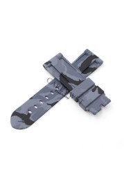 Carlywet 24mm Hot Sale Newest Camo Gray Replacement Waterproof Silicone Rubber Wrist Strap Webbing Belt Without Buckle