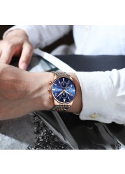 NEBOSI - Luxury Watches for Men, Military Chronograph, Quartz, Stainless Steel, Fashion