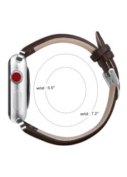 أحزمة جلدية فاخرة لساعة apple watch series 6 5 4 3 2 SE ، إكسسوارات iwatch 38 4042 44 مللي متر