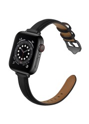 Genuine Leather Wrist Strap for Apple Watch Band 7 6 SE 5 4 3 Bracelet for iWatch Series 41mm 45mm 38mm 40/42mm 44mm Wristbands