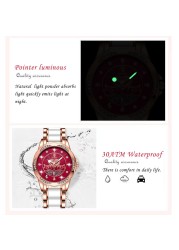 POEDAGAR Women Watch Luxury Quartz Diamond Rose Gold Ceramic Steel Watches Waterproof Luminous Swiss Brand Ladies Wristwatches