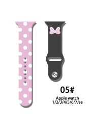 Disney Solo Strap Loop For Apple Watch Band 44mm 40mm 38mm 42mm Mickey Minnie Silicone Bracelet iwatch 6 5 4 3 SE 7 45mm 41mm