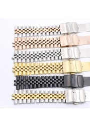 CARLYWET Wholesale 19 20 22mm Hollow Curved End Solid Screw Links Replacement Jubilee Bracelet Watch Band Strap for Dayjust