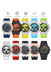 Fashion Quartz Watch Men Yellow Silicone Strap Chronograph Military Watches Sport Auto Date Wristwatch For Man Relogio